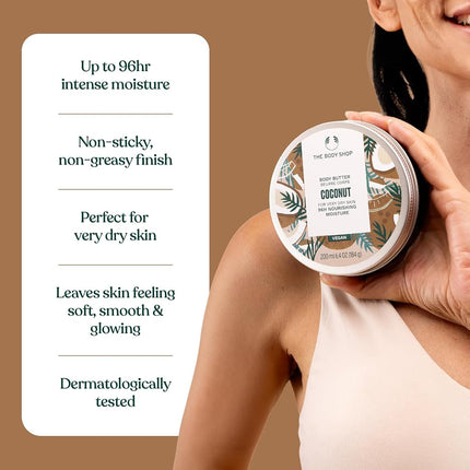 The Body Shop Coconut Body Butter, 96hr Moisture, 200ml