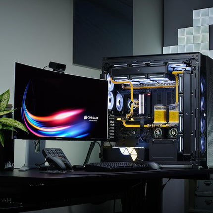 CORSAIR 9000D RGB AIRFLOW Super Full-Tower PC Case – Fits up to 18x 120mm, 7x 140mm, or 4x 200mm Fans – InfiniRail™ Fan Mounting – iCUE LINK System Hub Included – No Fans Included – Black
