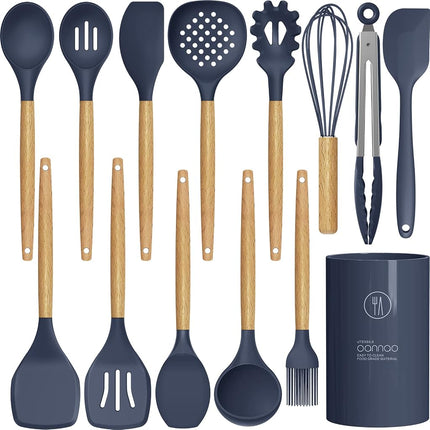 Silicone Cooking Utensils Set - 446°F Heat Resista