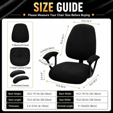 Stretchable Desk Office Chair Seat Covers with Armrest Covers - Universal Stretch Computer Chair Slipcover - Washable Rotating Backrest Coverings & Cushion Protectors for Dogs, Cats, Pets, Green