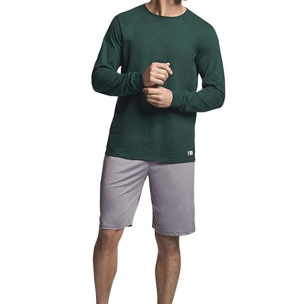 Russell Athletic Men's Dri-Power Long Sleeve Tees, Moisture Wicking, Odor Protection, UPF 30+ T-Shirt, Dark Green, Large