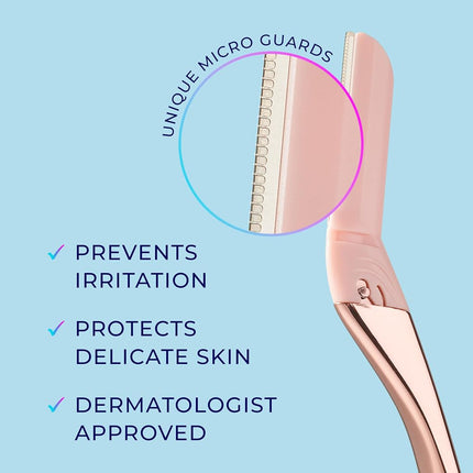 Schick Hydro Silk Dermaplaning Wand, Dermaplaning Tool for Face | Dermaplane Razor for Women Face, Eyebrow Razor, Peach Fuzz Remover, Includes 1 Weighted Metal Handle with 3 Refill Blades