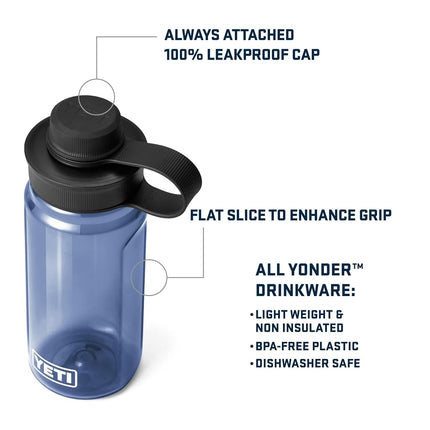 YETI Yonder 600 ml/20 oz Water Bottle with Yonder Tether Cap, Navy