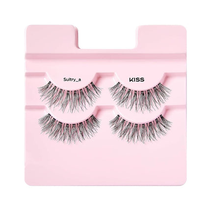 KISS Looks So Natural False Eyelashes Double Pack, Lightweight & Comfortable, Tapered End Technology, Reusable, Cruelty Free, Contact Lens Friendly, Sultry Style, 2 Pairs of Fake Eyelashes