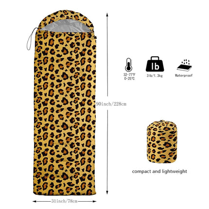 QOOMO Leopard Printed Waterproof Sleeping Bags for Adults & Kids,Printed Camping Sleeping Bags, 3 Season Warm & Cool Weather,Lightweight,Traveling,and Outdoors,Camping Gear Equipment,31x90inch