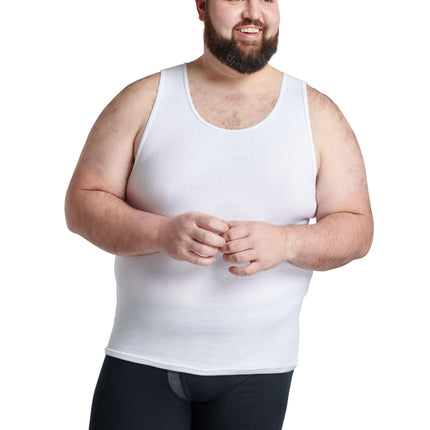 Fruit of the Loom Camiseta sin mangas A-Shirt para hombre, sin etiqueta y con absorción de humedad, camiseta interior de tela elástica acanalada, 6 unidades-blanco, XXL (Paquete de 6)