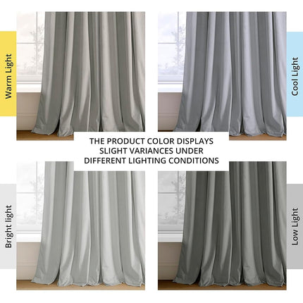 HPD Half Price Drapes – Rideaux occultants thermiques Signature en velours pour salon, 305 cm de long (1 panneau), rideaux isolants occultants à passe-tringle pour chambre, 127 cm (l) x 305 cm (L), gris Reflet