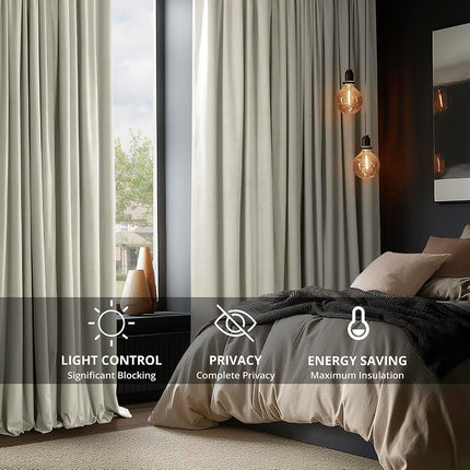 HPD Half Price Drapes Velvet Blackout Curtains/Drapes - 96 Inches Long 1 Panel Blackout Curtain Signature Pleated for Living Room & Bedroom - 25W X 96L, Off White