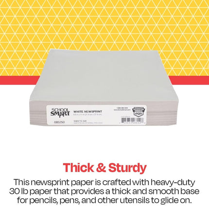 Sax Plain White Newsprint Newspaper - 8 1/2 x 11 inches - Pack of 500 - White