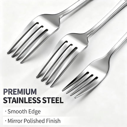 24 PCS Forks Stainless Steel, Food Grade Stainless Steel Metal Forks Cutlery Set, Table Dinner Forks Silverware Set for Home, Kitchen, Restaurant, Dishwasher Safe (8 inch, Silver)