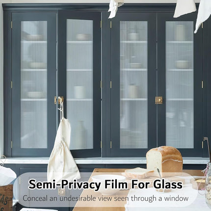 VELIMAX Reeded Glass Privacy Film, Frosted Window Vinyl, 3D Decorative Window Decals Non Adhesive for Bathroom, Living Room 23.6x157.4 inches