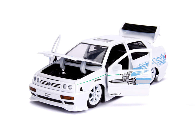 Jada 253203025 The Fast And The Furious 1:24 F&F Jesses VW Jetta, White/Blue