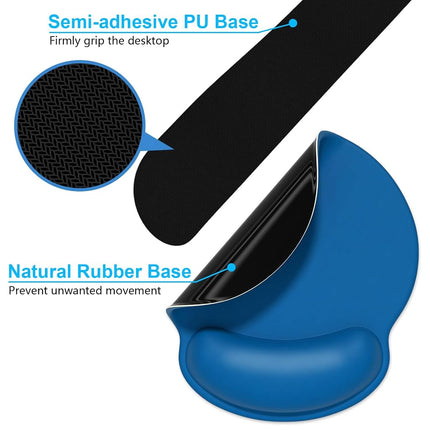 Dapesuom Keyboard Wrist Rest and Mouse Pad with Wrist Support, Memory Foam Cushion for Keyboard and Mouse Set, Ergonomic Desktop Pad Rests with Non Slip Base for Easy Typing & Pain Relief, Dark Blue