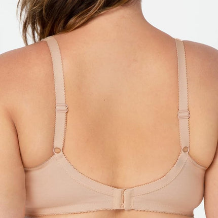 Fruit of the Loom Women's Seamed Soft Cup Wirefree Cotton Bra, White/Sand, 36D