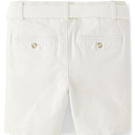 Gymboree Boys' and Toddler Belted Twill Chino Shorts, Simply White, 12