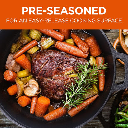Commercial CHEF 10.25 Inch Preseasoned Cast Iron Skillet, Cast Iron Pan with Dual Pour Spouts