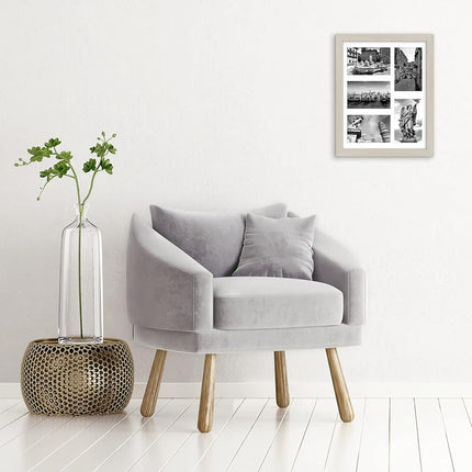 Americanflat 6x4 Collage Photo Frame with Shatter-Resistant Glass - Signature Collection - Fits Five 4x6 Photos or Use as One 11x14 Picture Frame for Wall Display - Light Wood