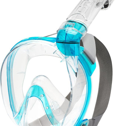 CRESSI Baron Full Face Mask Clear/Aquamarine M/L - Integral Anti Fog Snorkel Comfortable Full Face Mask with Exhalation Valve and Dry Snorkel, Transparent/Aquamarine, M/L