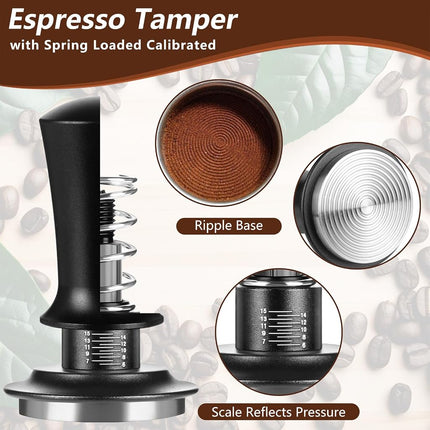 7 PCS Espresso Accessories,Espresso Tamper Tools,WDT Tool Espresso Machine Accessories Kit,Coffee Tamper with Wood Espresso Tamping Station,Distributor,Stirrer,Dosing Funnel,Brush,Puck Screen (54mm)