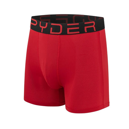 Spyder Mens Boxer Briefs Performance Nylon Mesh Sports Underwear, Black/Heather/Red/Black, M
