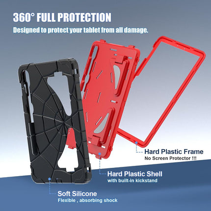 AKABEILA Compatible with Samsung Galaxy Tab S10 FE 2025 Tablet Case，Lightweight Shockproof Rugged Protective Cover with Kickstand for Kids Children Boys Babies Black Red