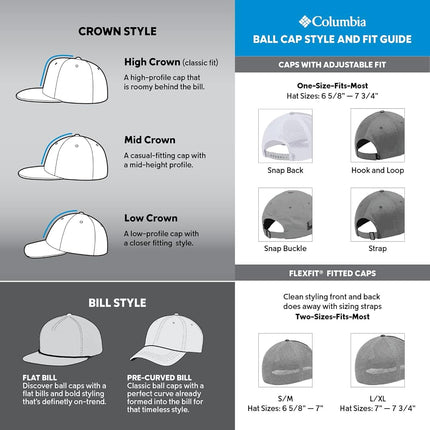 Columbia PFG Mesh Ball Cap-High, Grill Heather/White/US Fish Flag, S/M