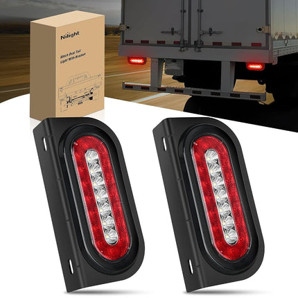 Nilight 6Inch Oval Trailer Tail Light 2PCS Red Bra