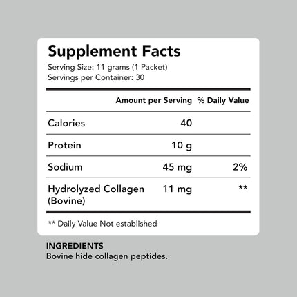 Collagen Peptides Powder Packets | 30 Individual Stick Packs | Grass-Fed Hydrolyzed Collagen Protein | Unflavored, Easy to Mix | Paleo & Keto Friendly | Promotes Healthy Joints, Gut, Skin, Hair, Nails