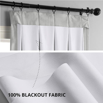 HPD Half Price Drapes Velvet Blackout Curtains/Drapes - 108 Inches Long 1 Panel Blackout Curtain Signature Pleated for Living Room & Bedroom - 25W X 108L, Reflection Grey