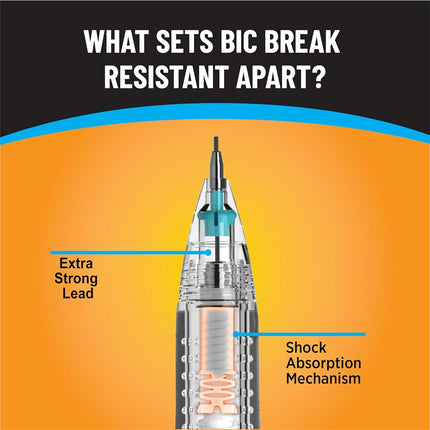 BIC Break-Resistant Mechanical Pencils with Erasers, No. 2 Medium Point (0.7mm), 12-Count Pack Pencils for School or Office Supplies