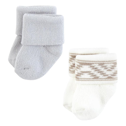 Hudson Baby Chaussettes nouveau-né unisexe en coton éponge, motif tribal crème, 0-6 mois, motif tribal crème, 0-6 mois