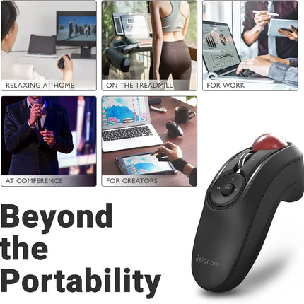 Elecom Relacon Handheld Trackball Mouse, Thumb Control, 2.4GHz Wireless, Ergonomic Design, 10-Button Function, Windows11, MacOS (M-RT1DRBK)