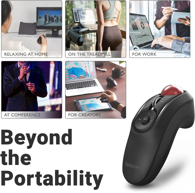 Elecom Relacon Handheld Trackball Mouse, Thumb Control, 2.4GHz Wireless, Ergonomic Design, 10-Button Function, Windows11, MacOS (M-RT1DRBK)
