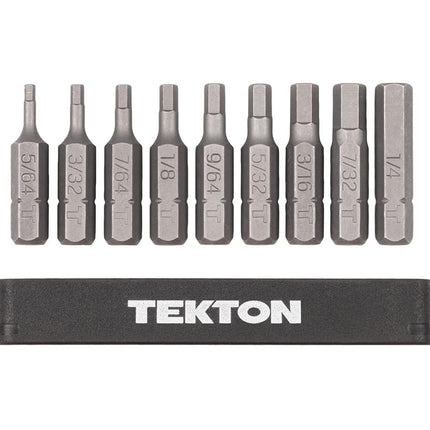 TEKTON 1/4 Inch Hex Bit Set with Rail, 9-Piece (5/64-1/4 in.) | DZX93001