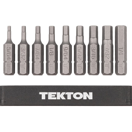 TEKTON 1/4 Inch Hex Bit Set with Rail, 9-Piece (5/64-1/4 in.) | DZX93001