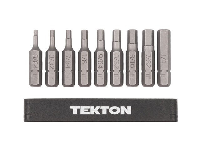 TEKTON 1/4 Inch Hex Bit Set with Rail, 9-Piece (5/64-1/4 in.) | DZX93001