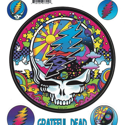 Grateful Dead Mod Max Steal Your Face Pegatina / Calcomanía de 4.5x4.5 Pulgadas con 4 Mini Pegatinas Adicionales