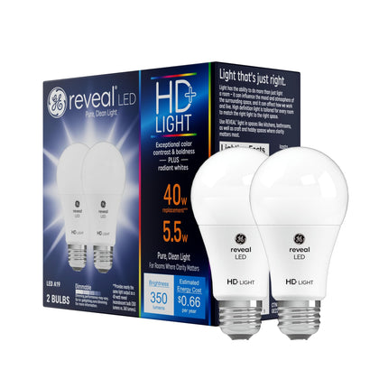 G E LIGHTING 22591 5.5W LED Reveal Bulb (2 Pack)