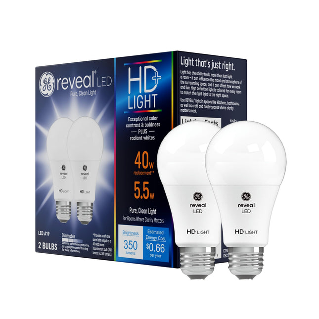 G E LIGHTING 22591 5.5W LED Reveal Bulb (2 Pack)