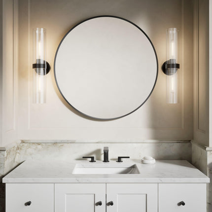 Miroir mural rond de salle de bain Kohler Essential de 32 po L x 32 po H avec cadre en noir mat