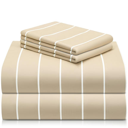 King Striped Sheets Set, Deep Pocket Soft & Coolin