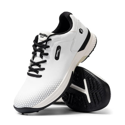 FitVille Men's Golf Shoes Extra Wide White-Black