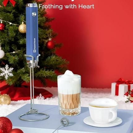 Maestri House Rechargeable Milk Frother with Stand, LunaFro Handheld Foam Maker for Lattes & Cappuccino, Christmas Gift for Coffee Lovers, Midnight Blue