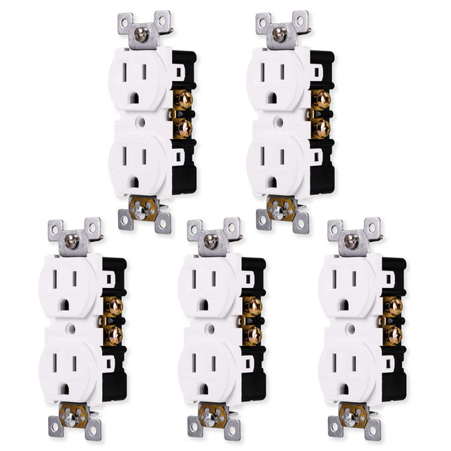 GE 5 Pack Duplex Grounding Socket in Wall Socket, 