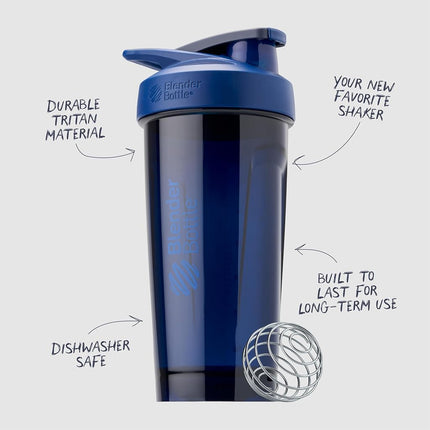 BlenderBottle Strada Shaker Cup Perfect for Protein Shakes and Pre Workout, 28-Ounce, Blue