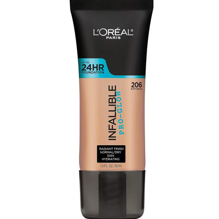 L'Or�al Paris Infallible Pro Glow Longwear Foundation, 206 Buff Beige, 30 ml (Amazon Exclusive)
