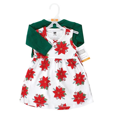 Hudson Baby Baby Girls' Cotton Dress and Cardigan Set, Poinsettia, 5T