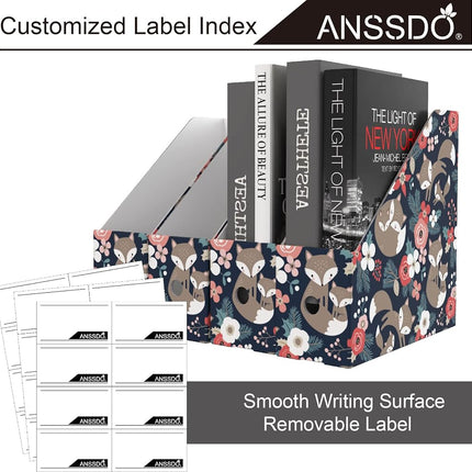 ANSSDO 6 Pack Cardboard Magazine Holder Premium Magazine File Holder Organizer, Magazine File Organizer, Large Volume Magazine Storage Box as Book Bins or Folder Holder for Desk - Black Floral 6 Pack