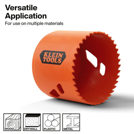 Klein Tools 31022 Bi-Metal Hole Saw, 2-1/2" Circular Saw, Metal Drywall Hole Cutter, Sheet Metal Cutter