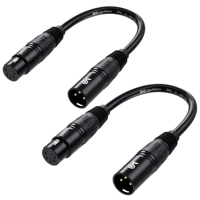 Cable Matters 2-Pack 3 Pin to 5 Pin DMX Lighting C